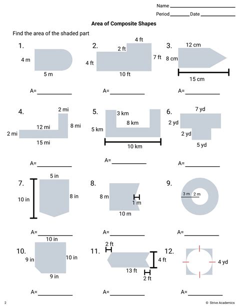 area of composite figures worksheet